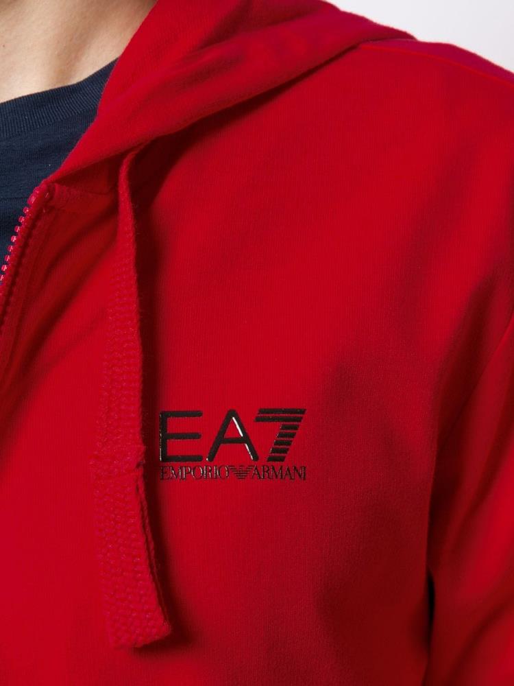 Sudadera Con Capucha Ea7 Emporio Armani Zip Up Logo Hombre Rojas | WLZZJBS9