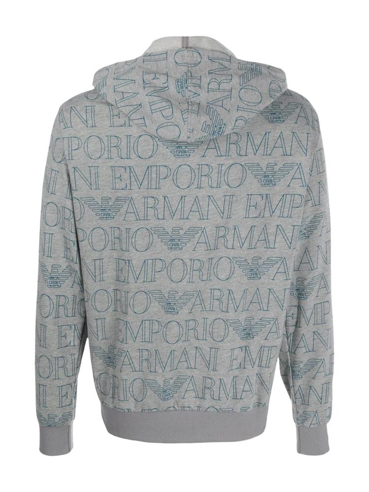 Sudadera Con Capucha Armani Emporio Logo Print Hombre Gris | 8LQGJ1BL