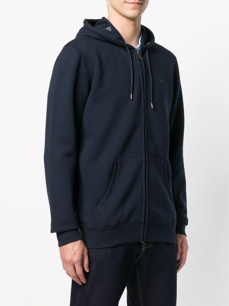 Sudadera Con Capucha Armani Emporio Logo Trimmed Hombre Azules | BXXI9GH0