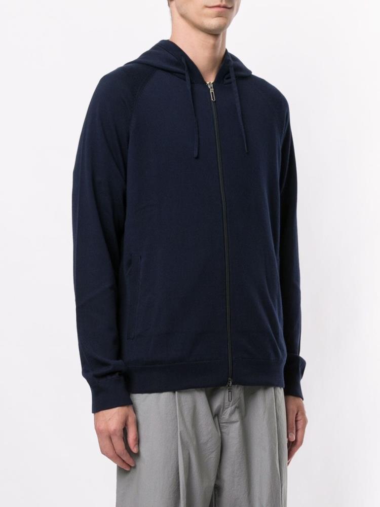 Sudadera Con Capucha Armani Emporio Zipped Algodon Hombre Azules | O8ANOFHP