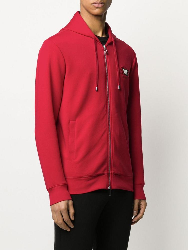 Sudadera Con Capucha Armani Emporio Logo Zipped Drawstring Hombre Rojas | S76QHREM