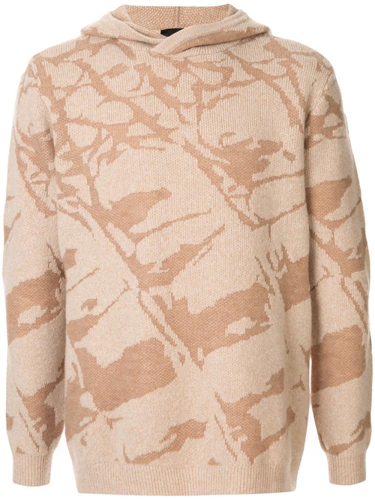 Sudadera Con Capucha Armani Emporio Patterned Knit Hombre Marrones | UTLM85SJ