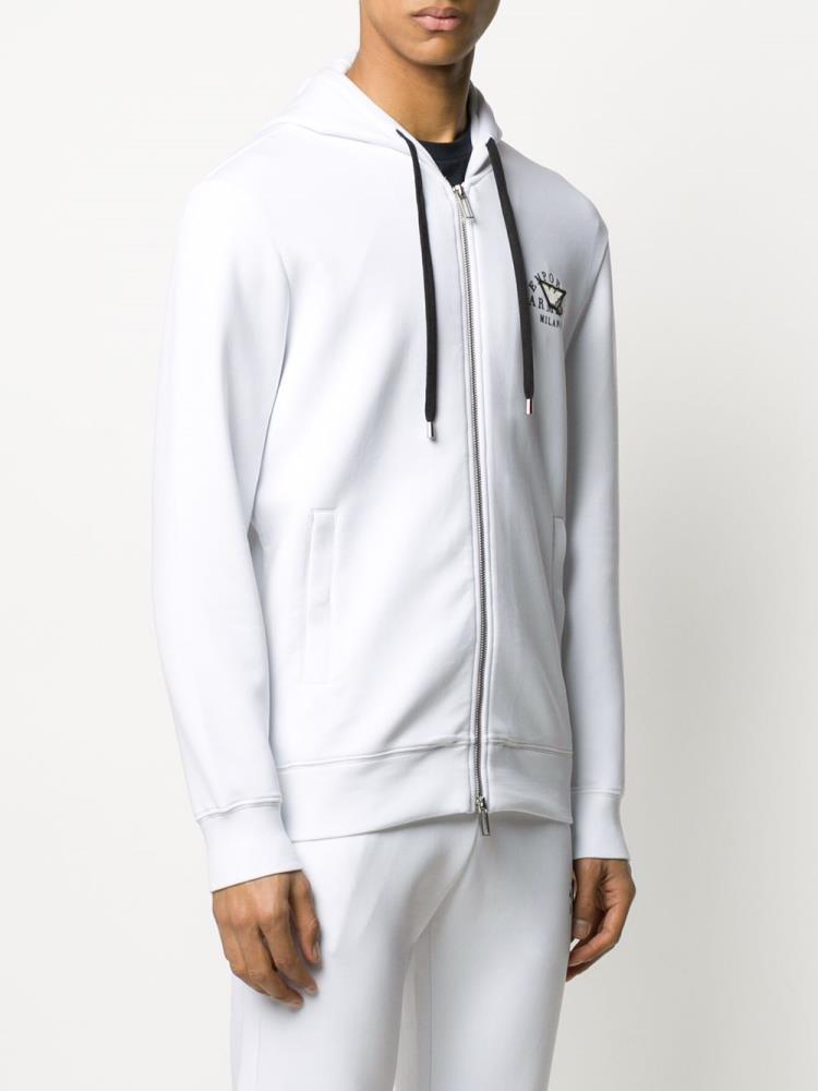 Sudadera Con Capucha Armani Emporio Logo Zipped Drawstring Hombre Blancas | XJSV9JPW