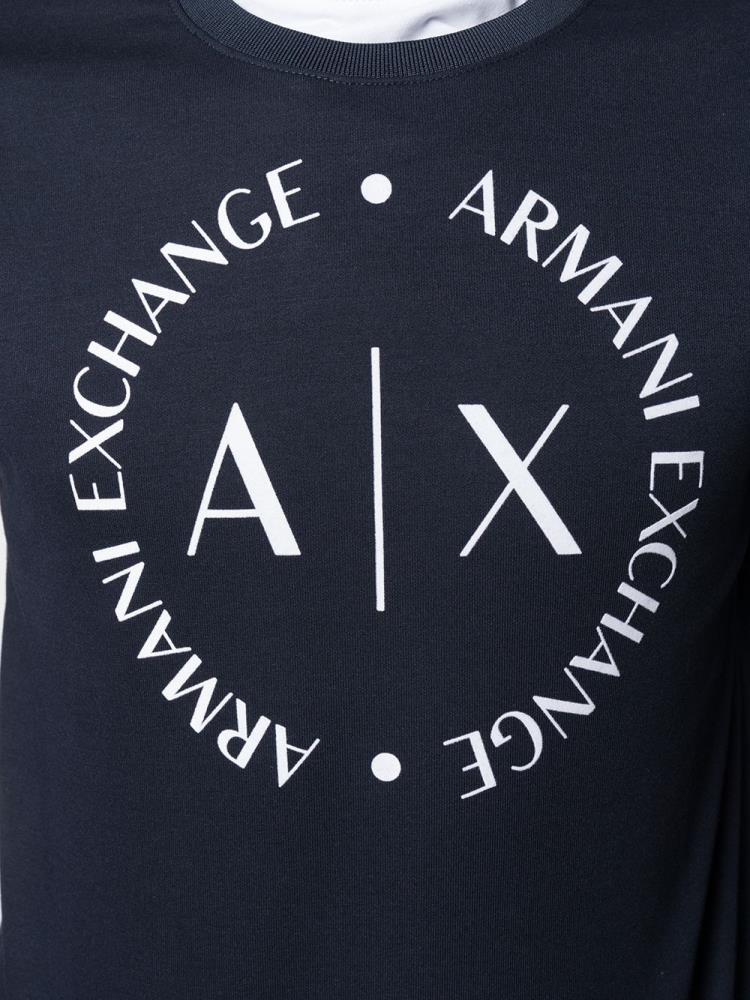 Sudaderas Armani Exchange Printed Logo Crest Hombre Azules | MJL3Q9OG