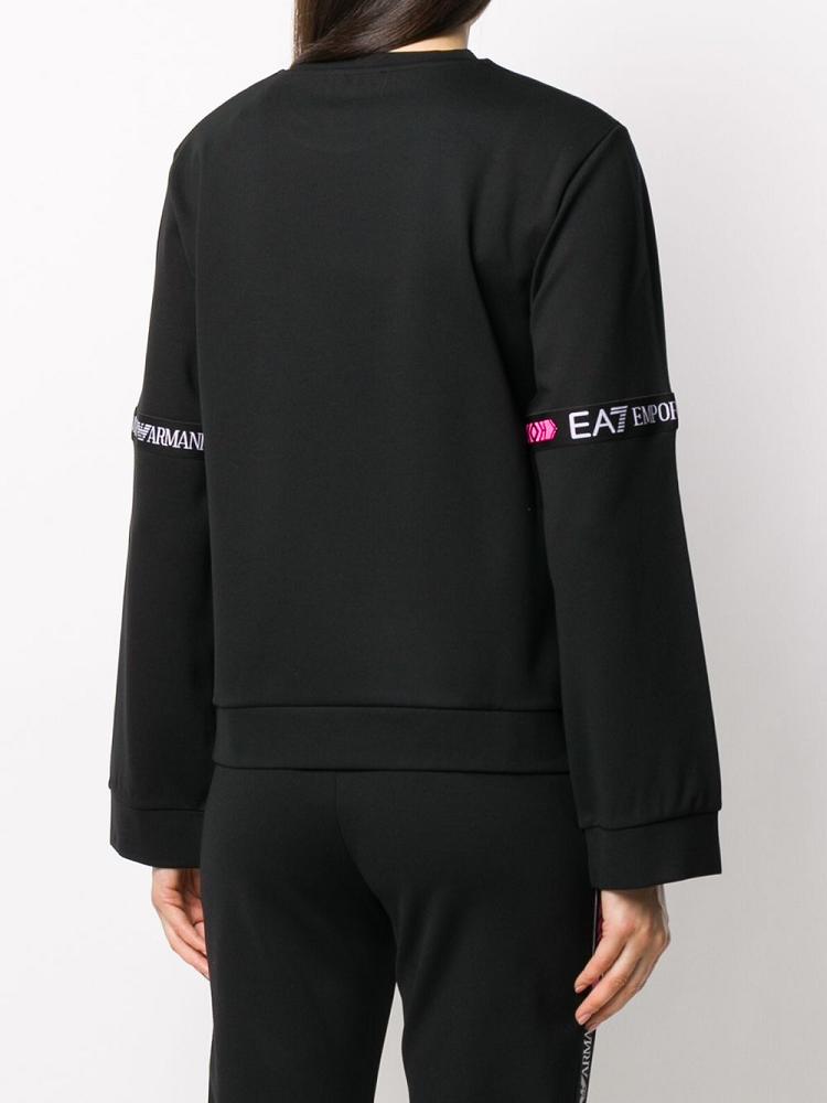 Sudaderas Ea7 Emporio Armani Logo Tape Oversized Fit Mujer Negras | TBP4Z9TM