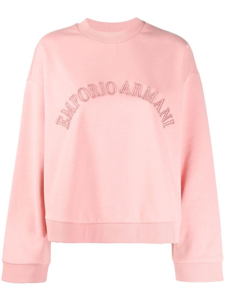 Sudaderas Armani Emporio Embroidered Logo Mujer Rosas | 3GJJDEVT