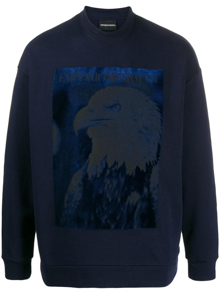 Sudaderas Armani Emporio Glittery Eagle Print Hombre Azules | BP1QZZ0M