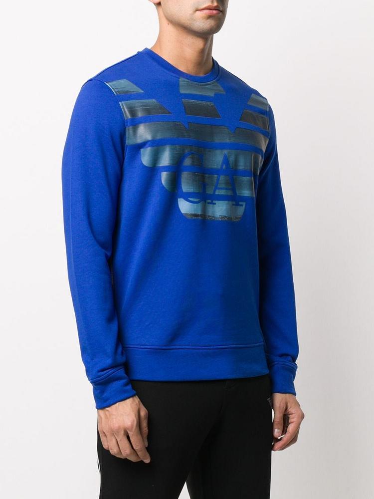 Sudaderas Armani Emporio Logo Crew Neck Hombre Azules | N3PDAO4V