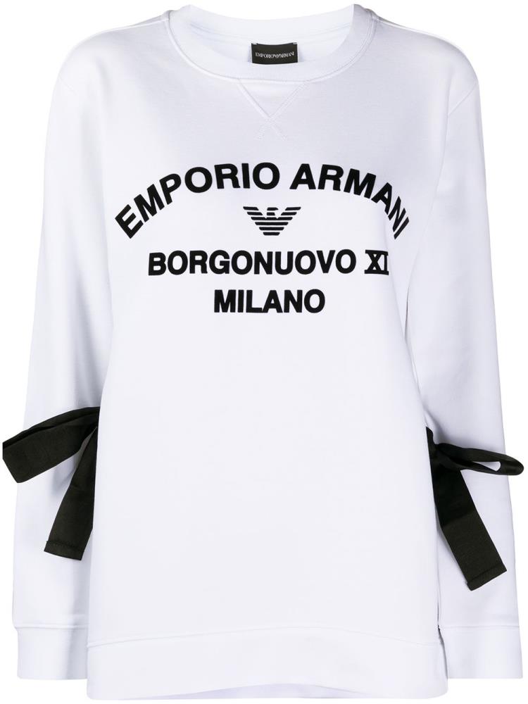 Sudaderas Armani Emporio Logo Print Side Tie Mujer Blancas | PB1PFXYX