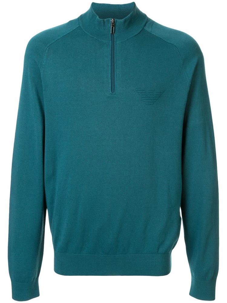 Sudaderas Armani Emporio Logo Zip Up Hombre Azules | HLG0VURY