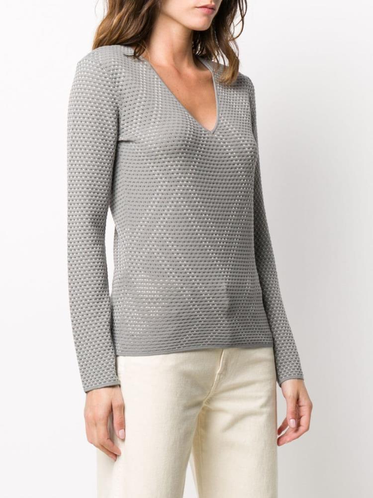 Sudaderas Armani Emporio Textured V Neck Mujer Gris | VB3GKK66