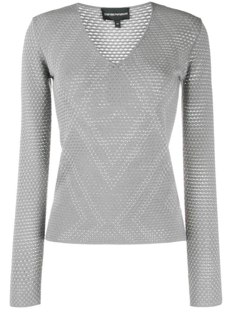 Sudaderas Armani Emporio Textured V Neck Mujer Gris | VB3GKK66