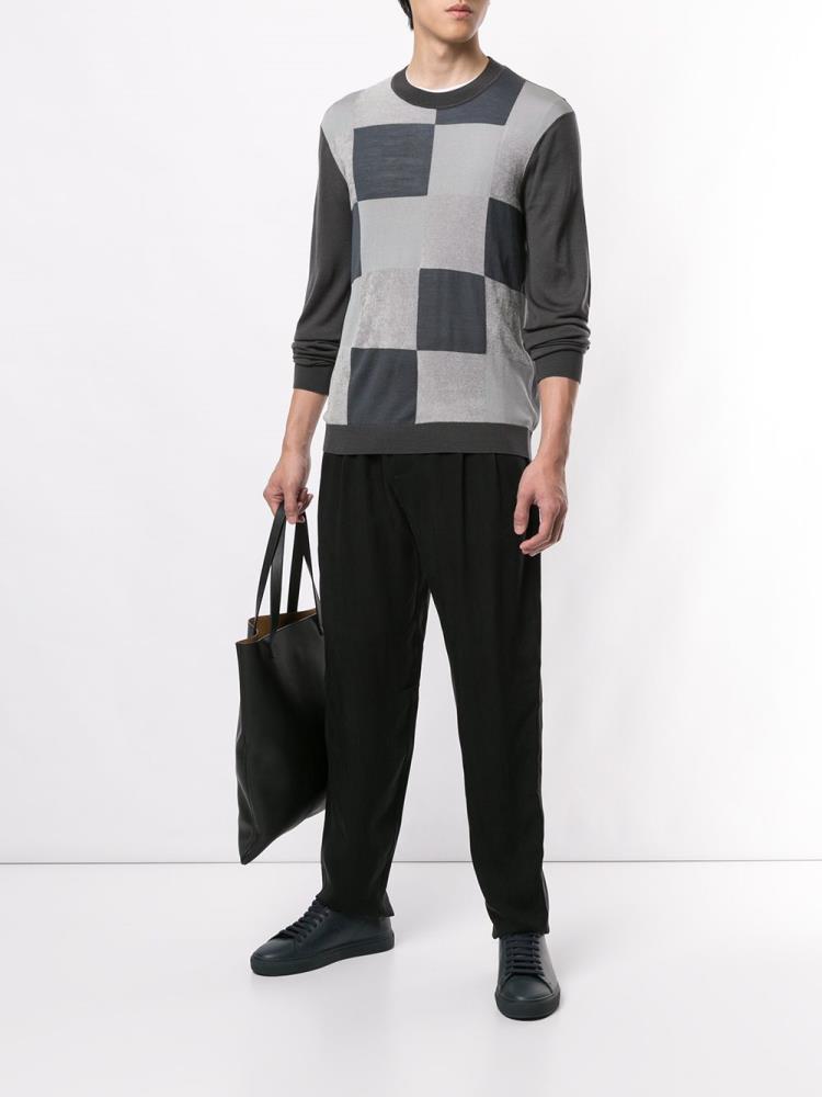 Sudaderas Giorgio Armani Checkered Crew Neck Hombre Gris | 81OID87N