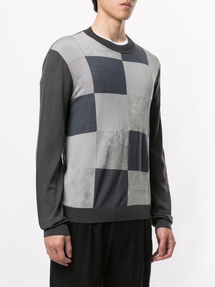 Sudaderas Giorgio Armani Checkered Crew Neck Hombre Gris | 81OID87N