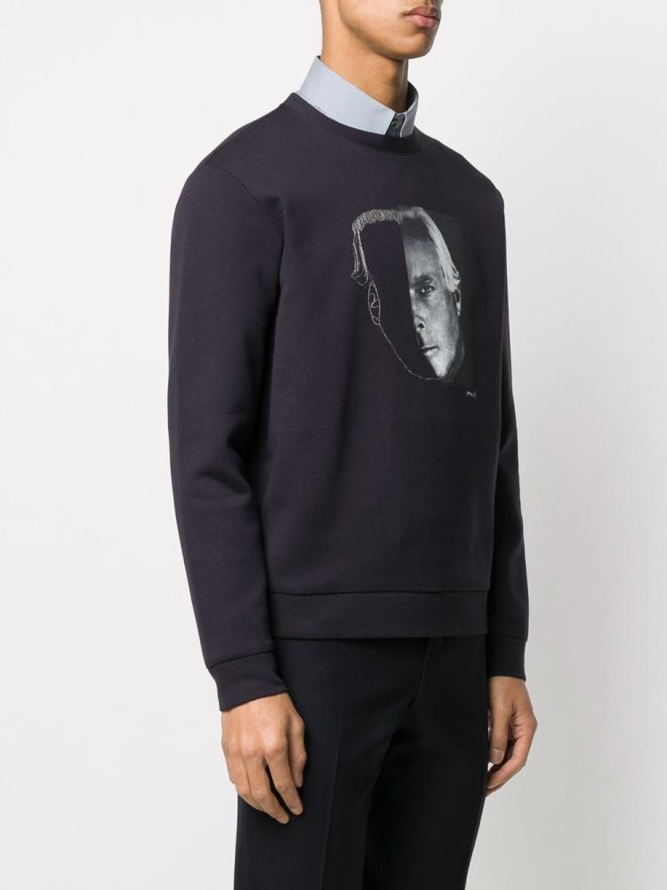 Sudaderas Giorgio Armani Portrait Print Hombre Negras | OHDYJXZW