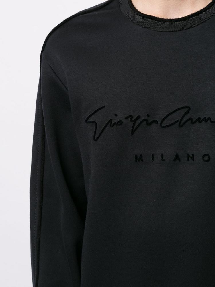 Sudaderas Giorgio Armani Signature Logo Print Hombre Negras | 24PCYZ0H