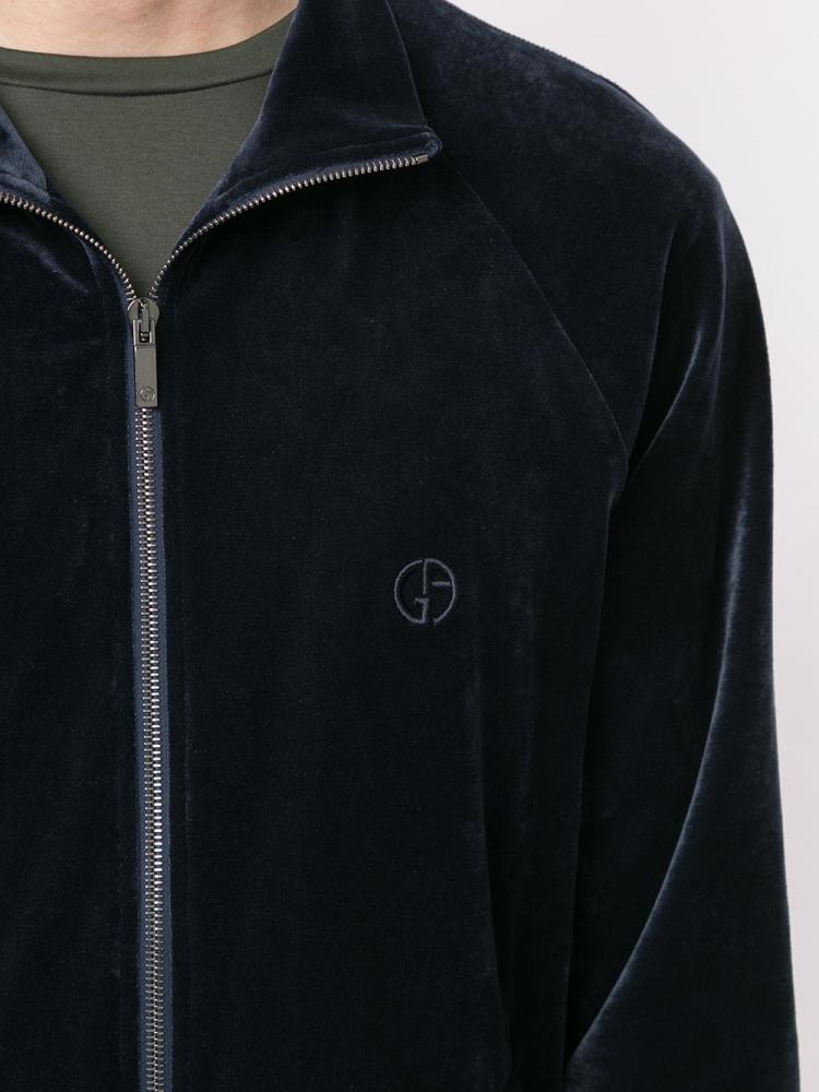 Sudaderas Giorgio Armani Zip Through Velvet Hombre Azules | 0GKWW6P7