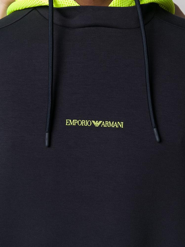 Suéteres Armani Emporio Encapuchado Logo Hombre Azules | 2SFUYO6Z