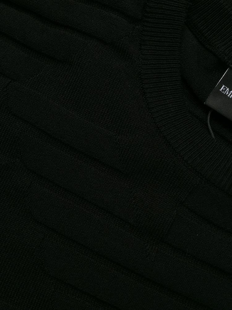 Suéteres Armani Emporio Logo Patterned Hombre Negras | PTKJFCR2