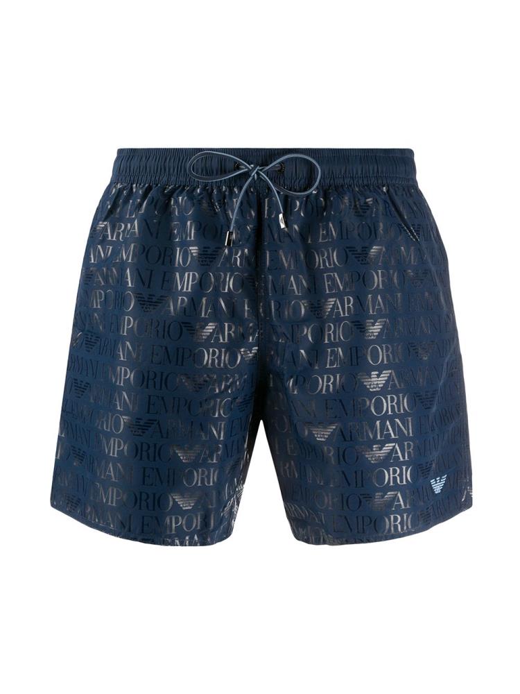 Swim Shorts Ea7 Emporio Armani All Over Logo Print Hombre Azules | QY7I3LGV