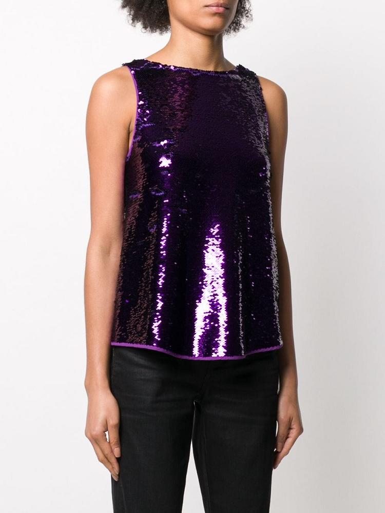 Tank Tops Armani Emporio Sequin Mujer Moradas | P3ZXVKRH