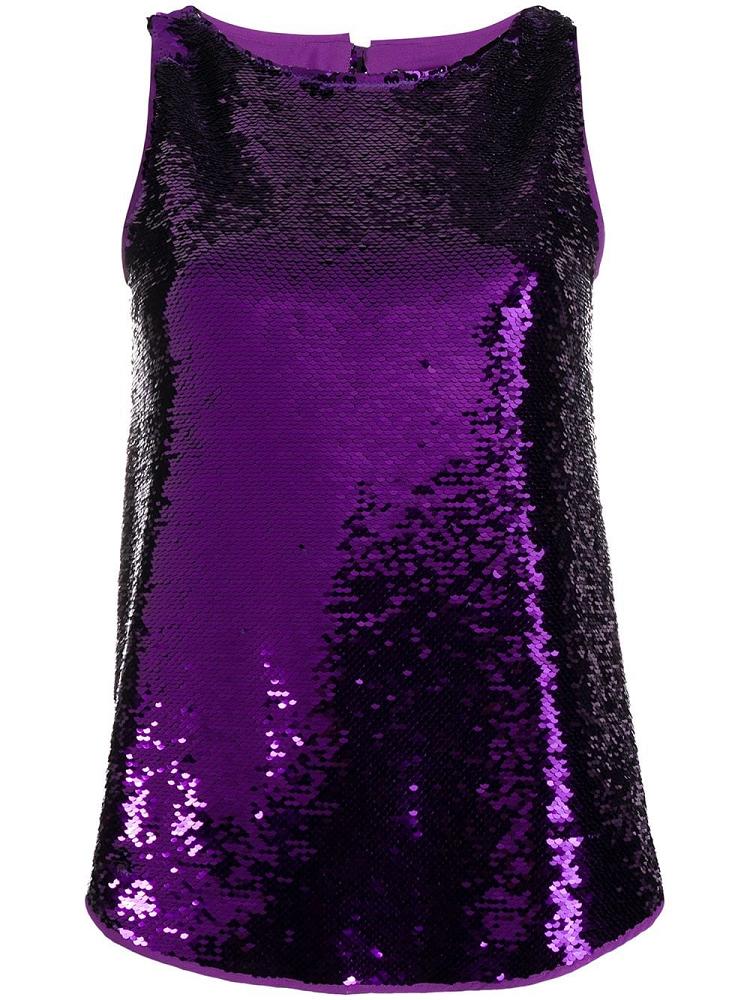 Tank Tops Armani Emporio Sequin Mujer Moradas | P3ZXVKRH