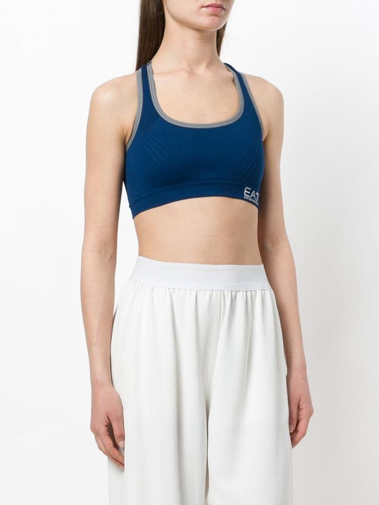 Tops Ea7 Emporio Armani Logo Crop Mujer Azules | 9KHGZWFV