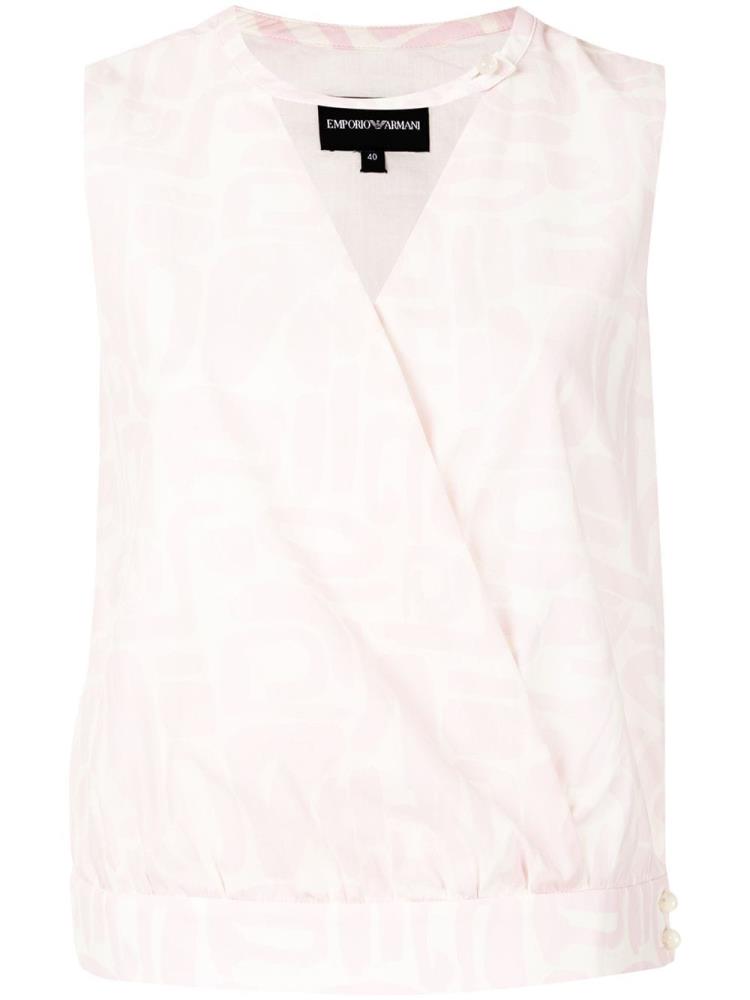 Tops Armani Emporio Motif Wrap Mujer Rosas Blancas | XCJTM26U