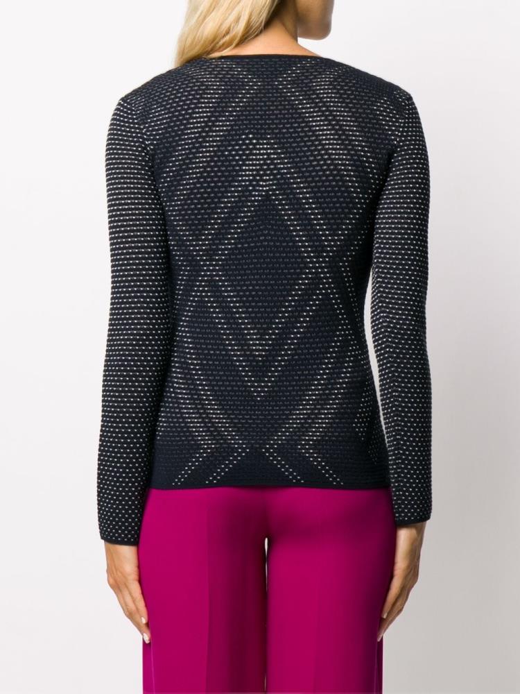 Tops Armani Emporio Open Knit Argyle Mujer Azules | L4XPXWAG