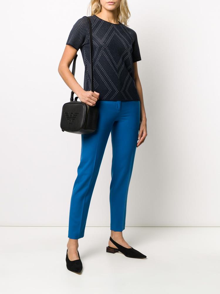 Tops Armani Emporio Perforated Knit Mujer Azules | A9PXTWA6