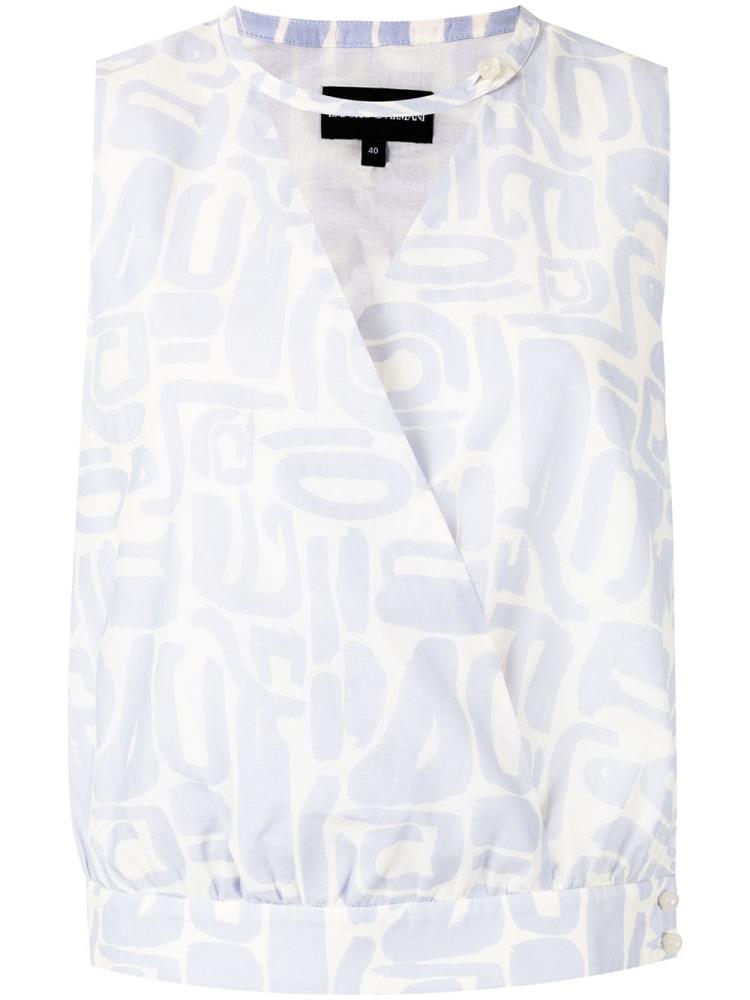 Tops Armani Emporio Printed Wrap Mujer Azules Blancas | WTYZR7JG