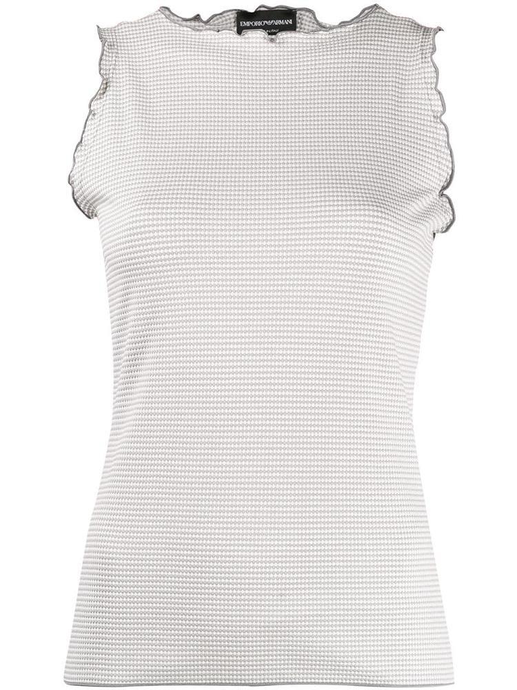 Tops Armani Emporio Ruffled Sin Manga Mujer Gris Blancas | JU0RSU62