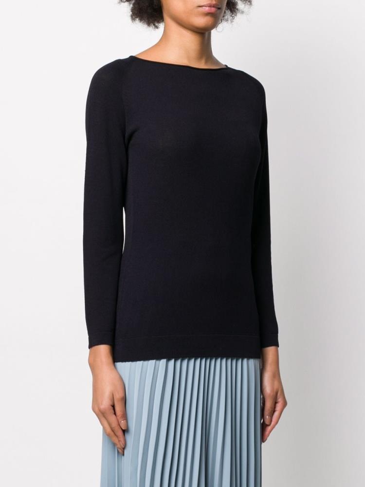 Tops Giorgio Armani Long Sleeve Ribbed Knit Mujer Azules | 5NUG6N2E