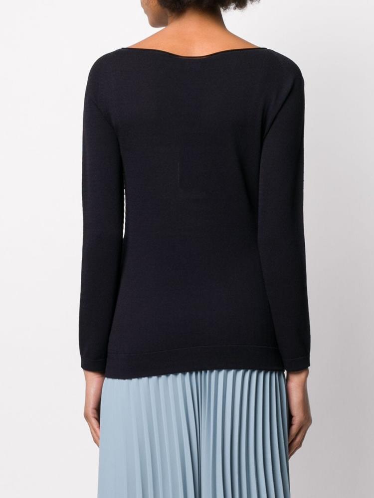 Tops Giorgio Armani Long Sleeve Ribbed Knit Mujer Azules | 5NUG6N2E