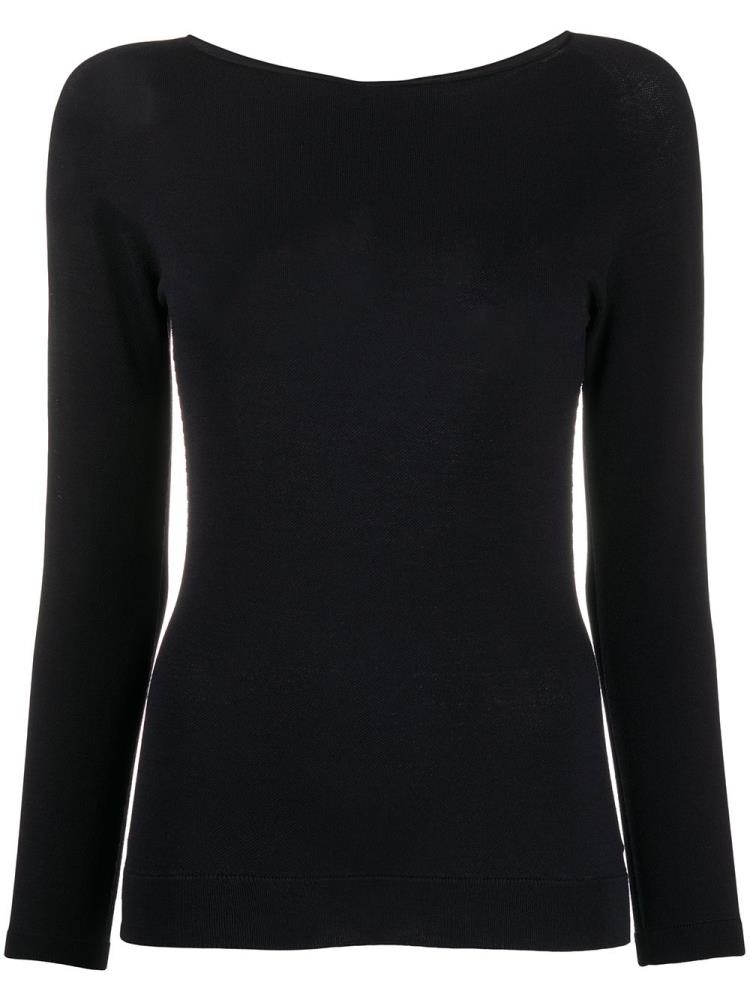 Tops Giorgio Armani Long Sleeve Ribbed Knit Mujer Azules | 5NUG6N2E