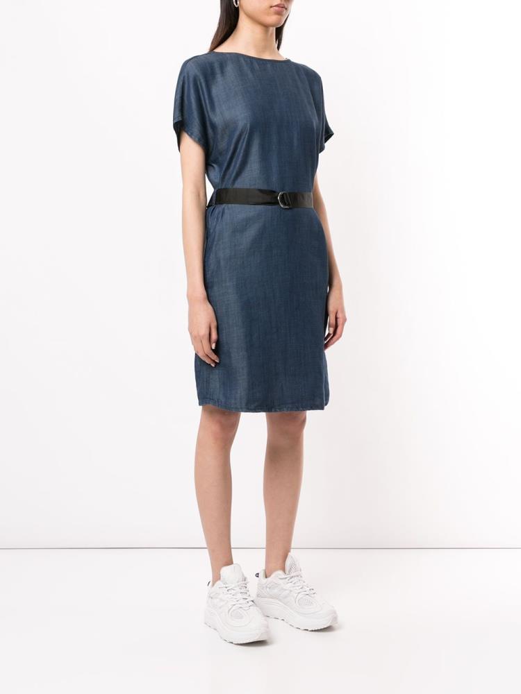 Vestido Armani Emporio Belted Denim Mujer Azules | LQ6XBPJM