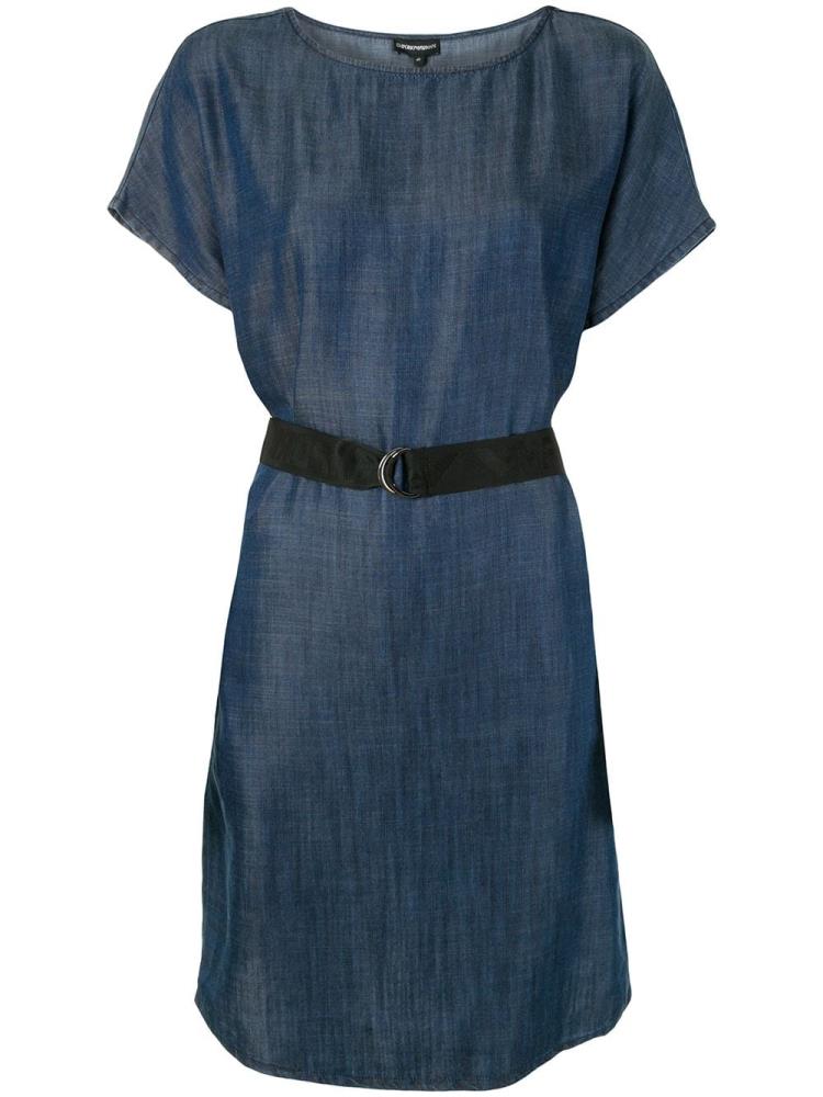 Vestido Armani Emporio Belted Denim Mujer Azules | LQ6XBPJM