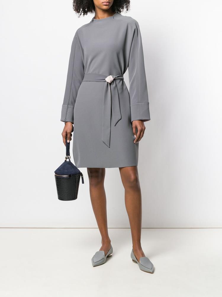 Vestido Armani Emporio Belted Zipped Mujer Gris | TMXOOHA9