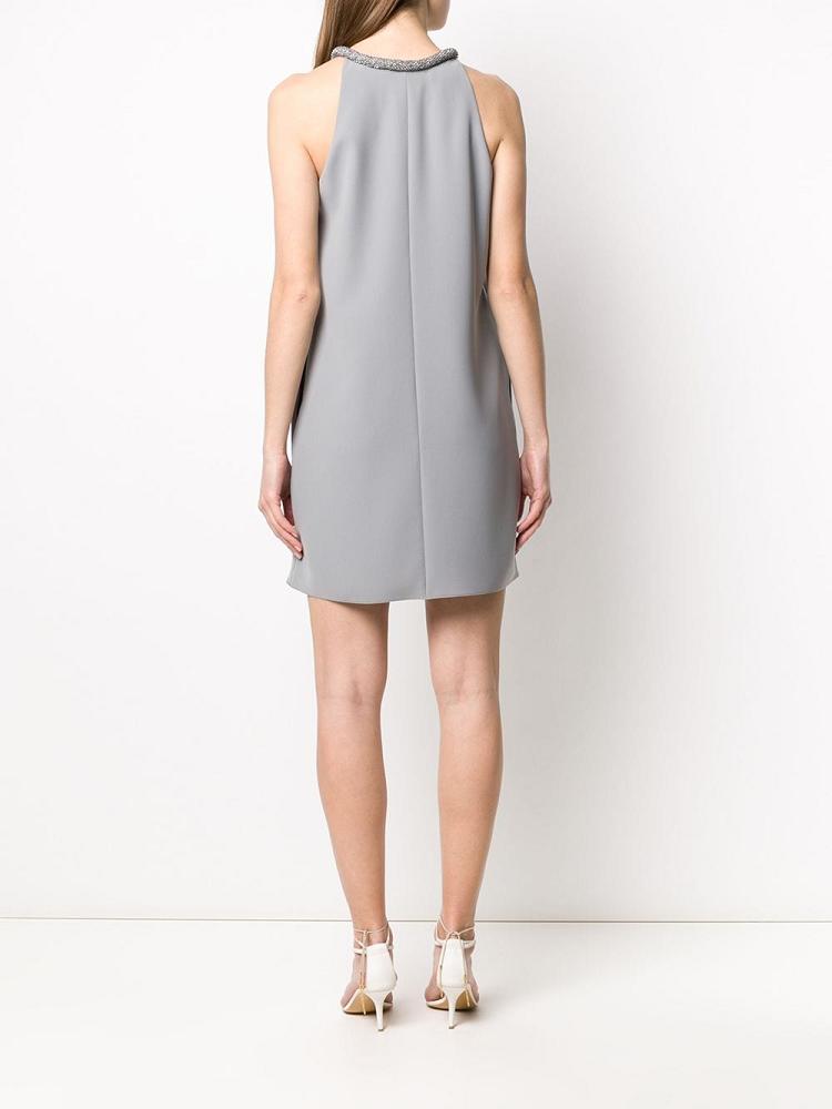 Vestido Armani Emporio Embellished Neck Flared Mini Mujer Gris | S2V82PYH