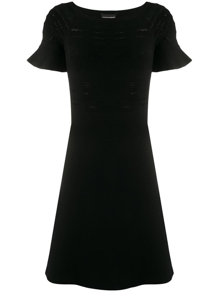 Vestido Armani Emporio Embroidered Stripe Skater Mujer Negras | S0RZZ2U2