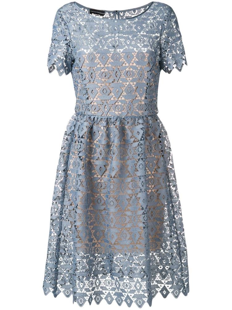 Vestido Armani Emporio Geometric Macramé Mujer Azules | BRTHQQOH