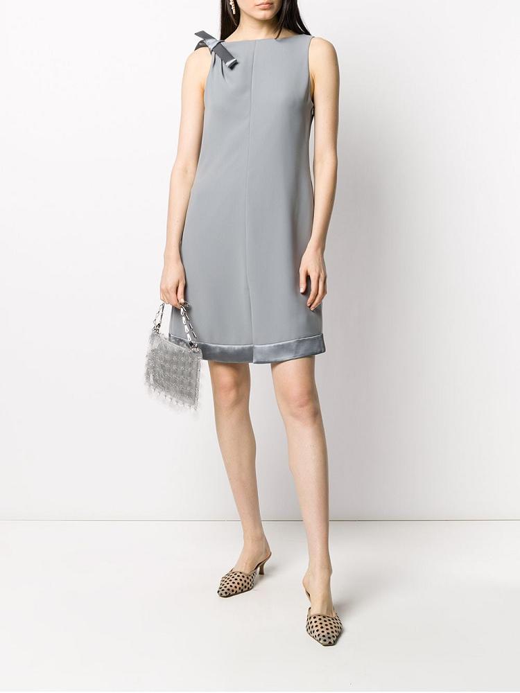 Vestido Armani Emporio Shoulder Bow Shift Vestido Mujer Gris | D02V0A4S