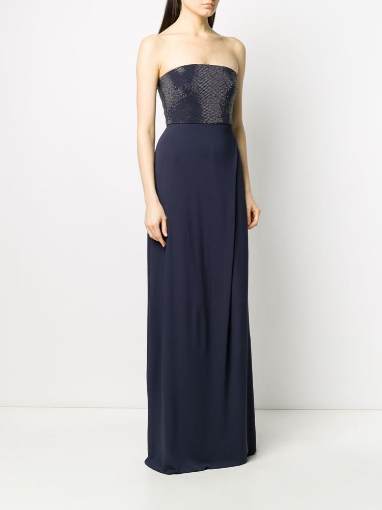 Vestido Armani Emporio Strapless Maxi Mujer Azules | IO8GV2NA