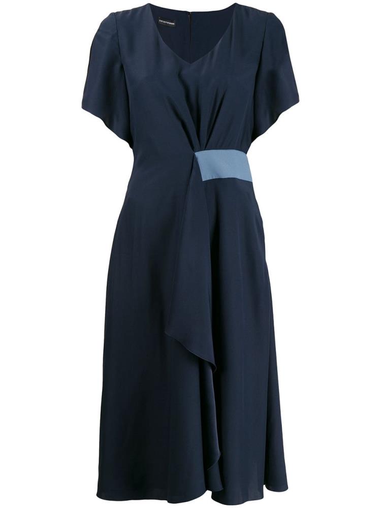 Vestido Armani Emporio V Neck Midi Mujer Azules | A7NCEAQW