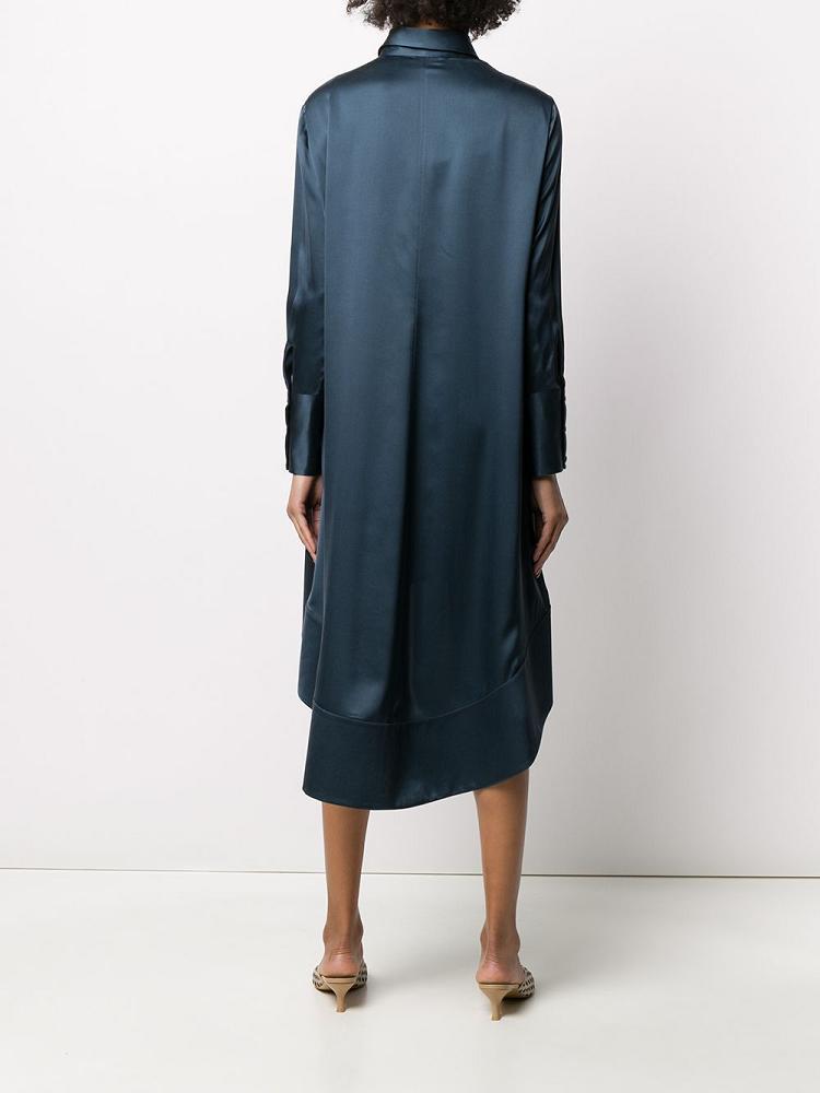 Vestido Giorgio Armani Button Down Silk Shift Vestido Mujer Azules | ZS6R7EBE