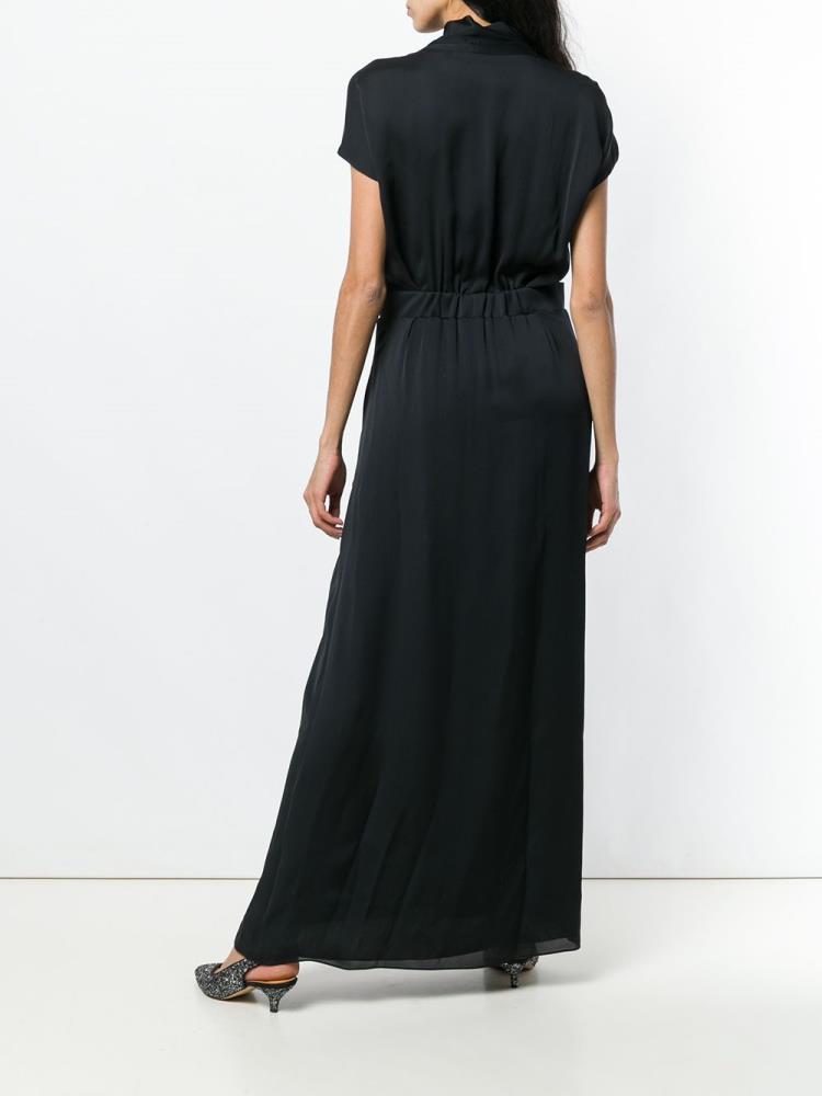 Vestido Giorgio Armani V Neck Draped Maxi Mujer Negras | GTSA75PJ