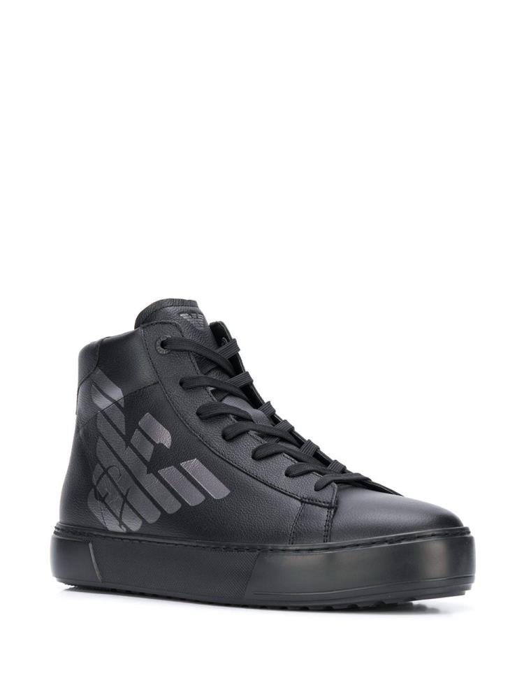 Zapatillas Ea7 Emporio Armani Logo Print Hi Top Hombre Negras | 5BCTY6FI