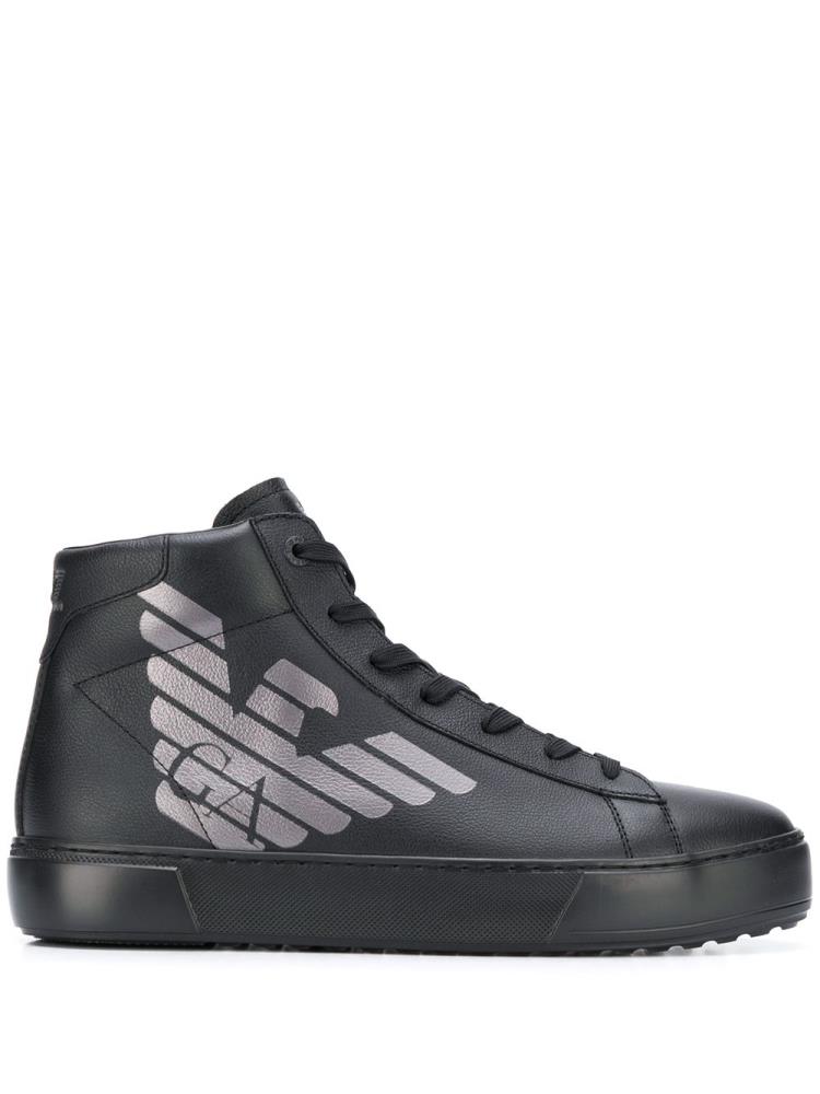 Zapatillas Ea7 Emporio Armani Logo Print Hi Top Hombre Negras | 5BCTY6FI