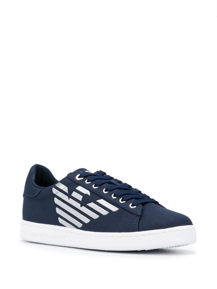 Zapatillas Ea7 Emporio Armani Logo Print Low Top Lona Hombre Azules | HAWC5EGZ