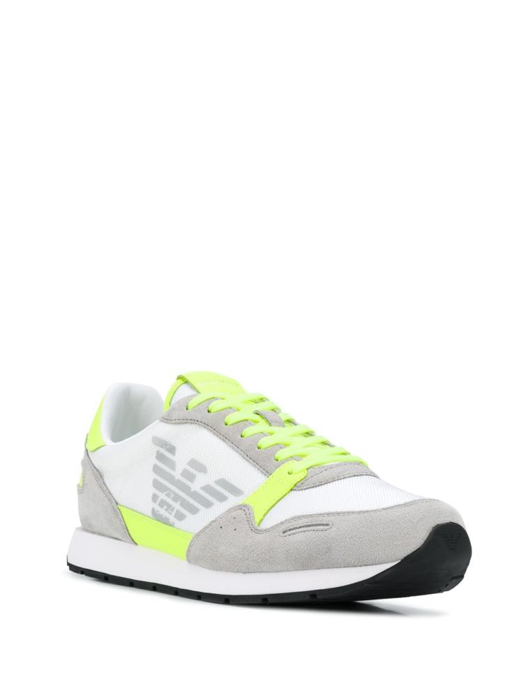 Zapatillas Armani Emporio Neon Trimmed Gamuza Panel Low Top Hombre Blancas | ONNFP9GA